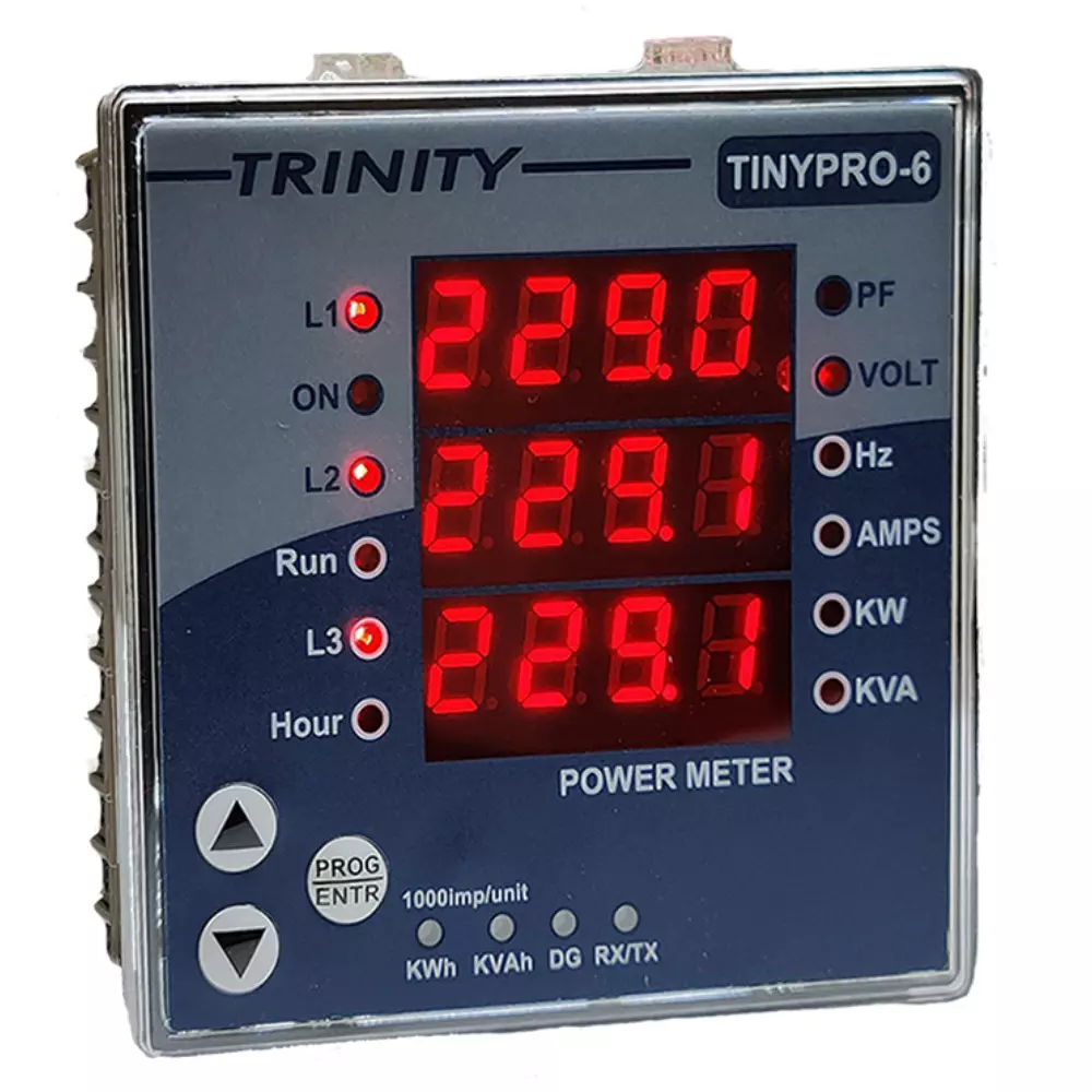 TRINITY Digital Multifunction Meter with RS485 TINYPRO 6 RS485, 3 Phase, Whole Current (0-60A), TINY PRO6