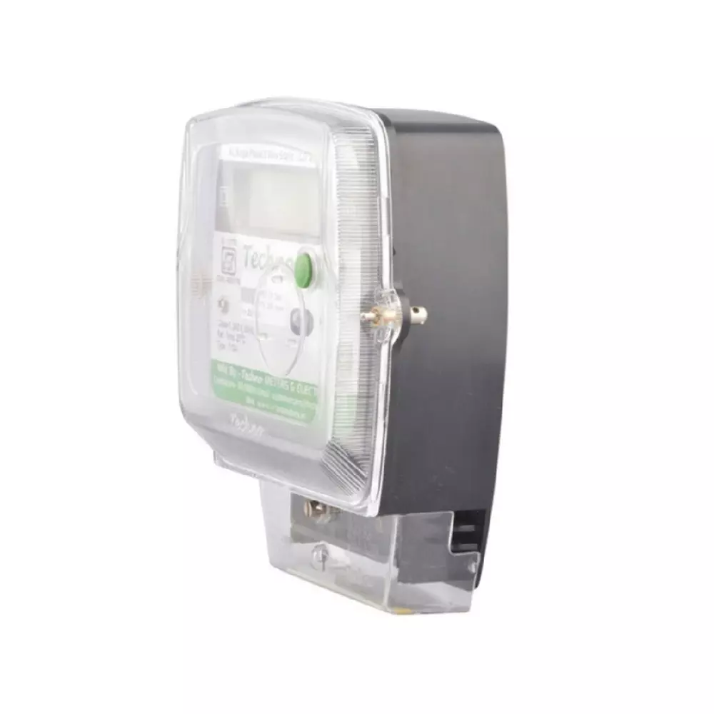 Techno Meters Polycarbonate AC Single Phase Two Wire Energy Meter LCD Display 10-40 A 240 V 50 Hz, TMCB 01M