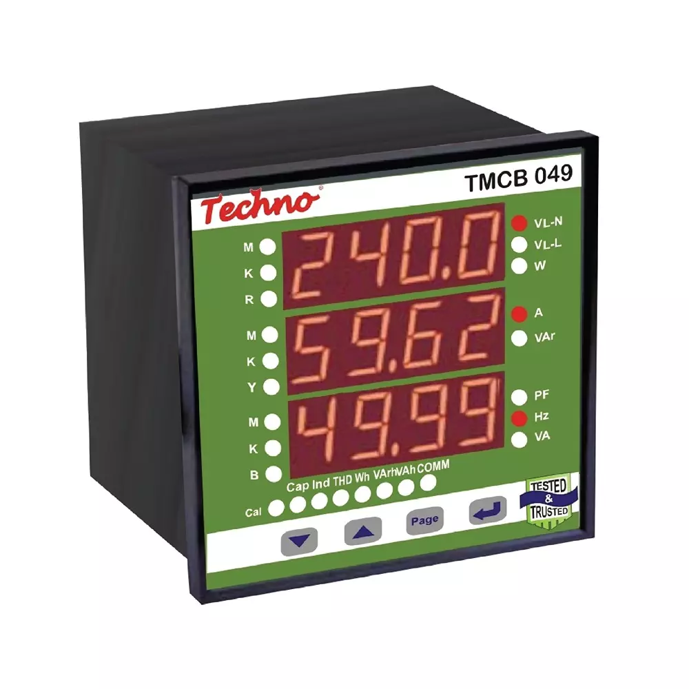 Techno Meters Polycarbonate Maximum Demand Controller Three Phase Class 1.0 Accuracy 96x96x75 mm with 3-Line LED Display, TMCB 049