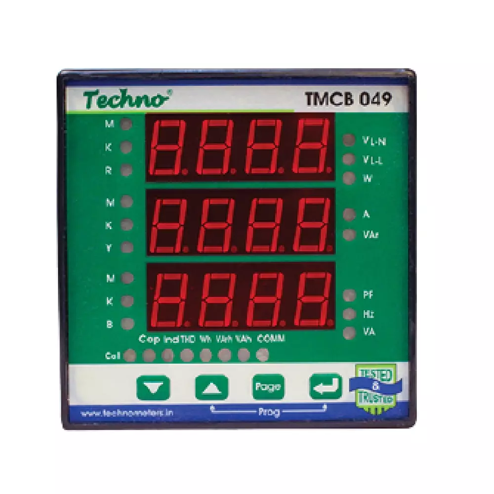 Techno Meters Polycarbonate Maximum Demand Controller Three Phase Class 1.0 Accuracy 96x96x75 mm with 3-Line LED Display, TMCB 049