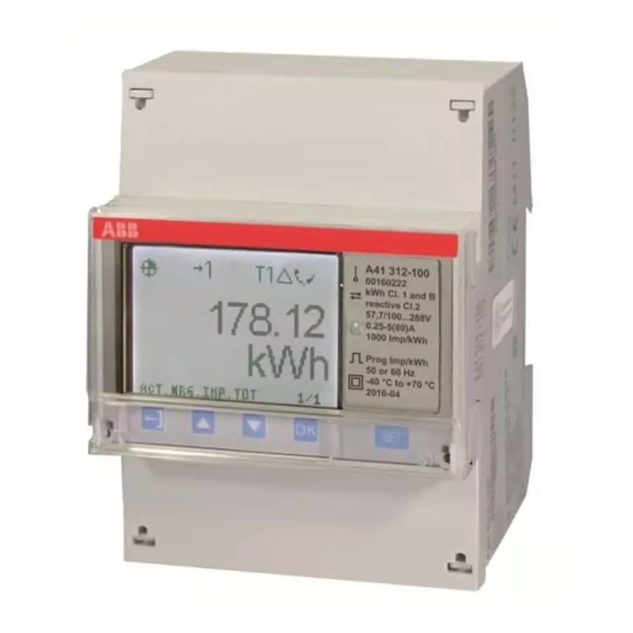 ABB 1 Phase LCD Energy Meter, Type Direct Connected, 2CMA170503R1000