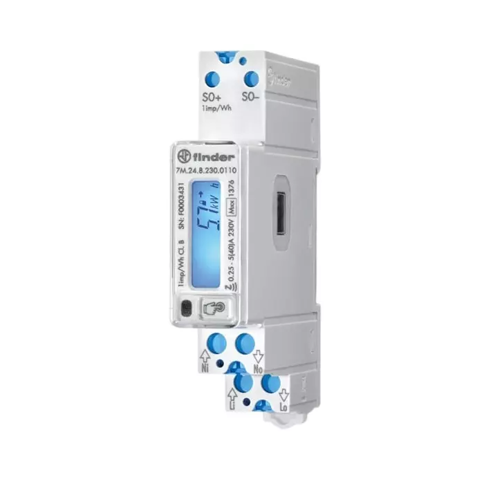 Finder 7M Series LCD Energy Meter 1 Phase, 7M.24.8.230.0110