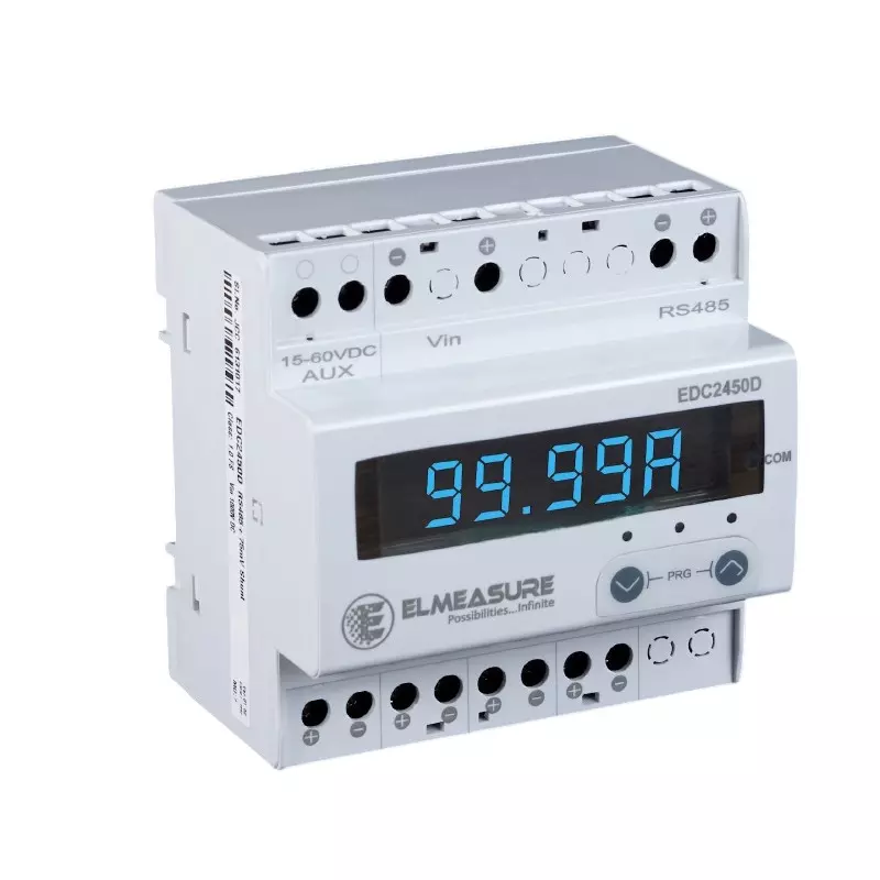ELMEASURE DC Energy Meter 1 Accuracy Class 5 DIN RS485 Interface 75 mV Shunt Operated, EDC 2450D