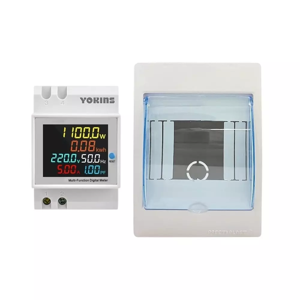 Yokins Digital Multifunction Energy Meter with Mount 6-in-1 Voltage, Current, Frequency, Power Factor, Active Power, Energy Functionality, YD-525