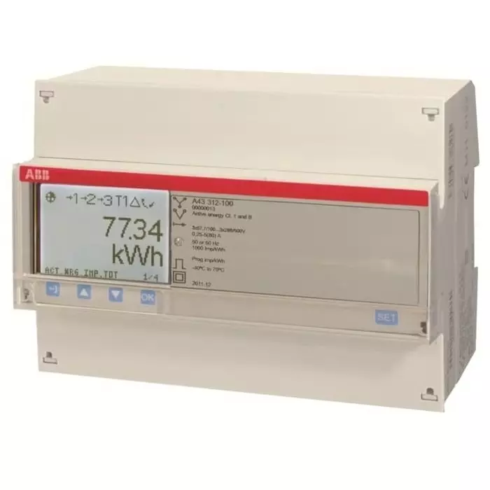 ABB 3 Phase LCD Energy Meter, Type Direct Connected, 2CMA170526R1000