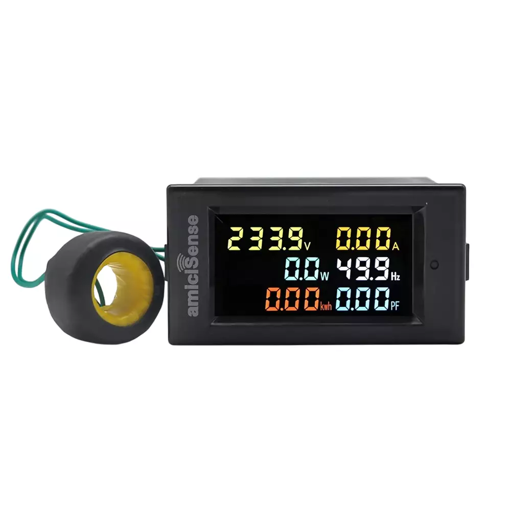 amiciSense 6 in 1 Digital Energy Meter 100 A Energy Multi-Colour Display