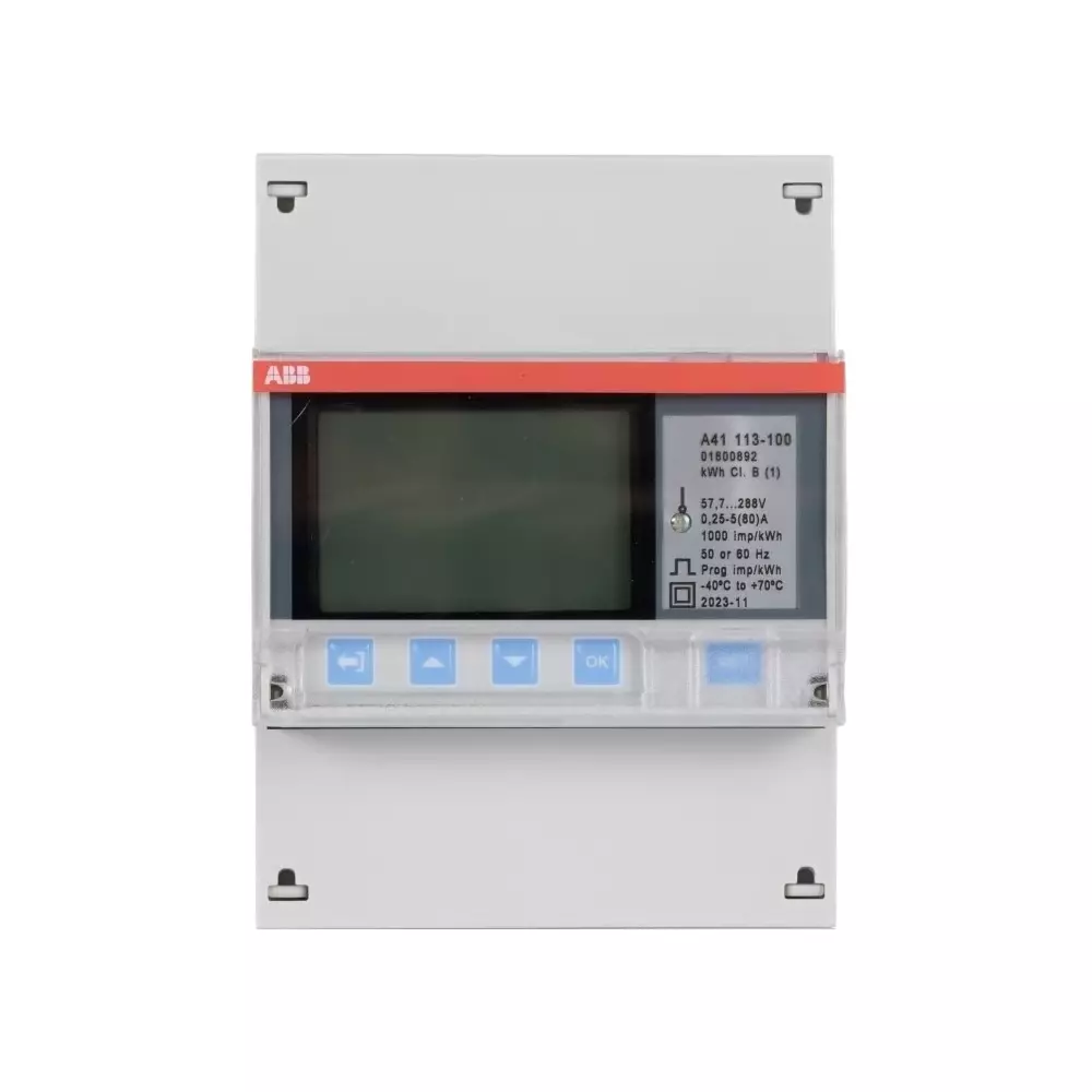 ABB 1 Phase LCD Energy Meter, Type Direct Connected, 2CMA100240R1000