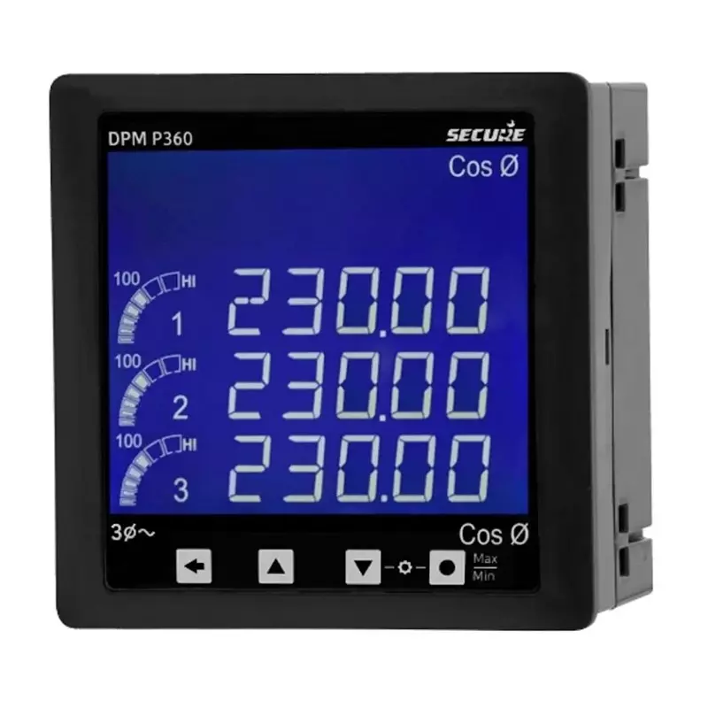 Secure DPM Series AC Power Factor Meter 3 Phase 3 Line 4 Digit LCD Display 96x96 mm Size and 0.5 Accuracy Class, DPM P360