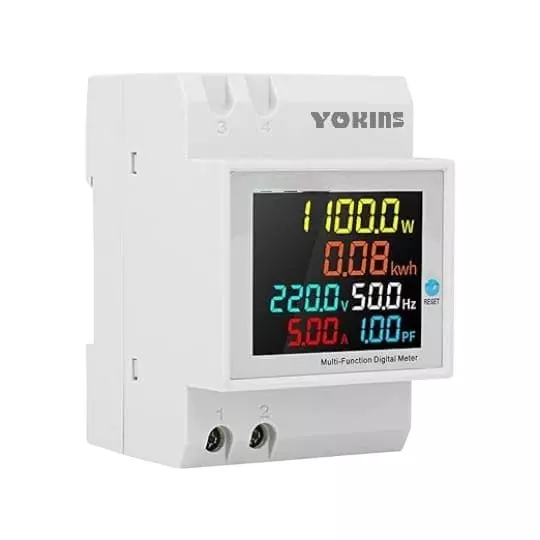Yokins Digital Multifunction Energy Meter 6-in-1 Voltage, Current, Frequency, Power Factor, Active Power, Energy Functionality, YD-525