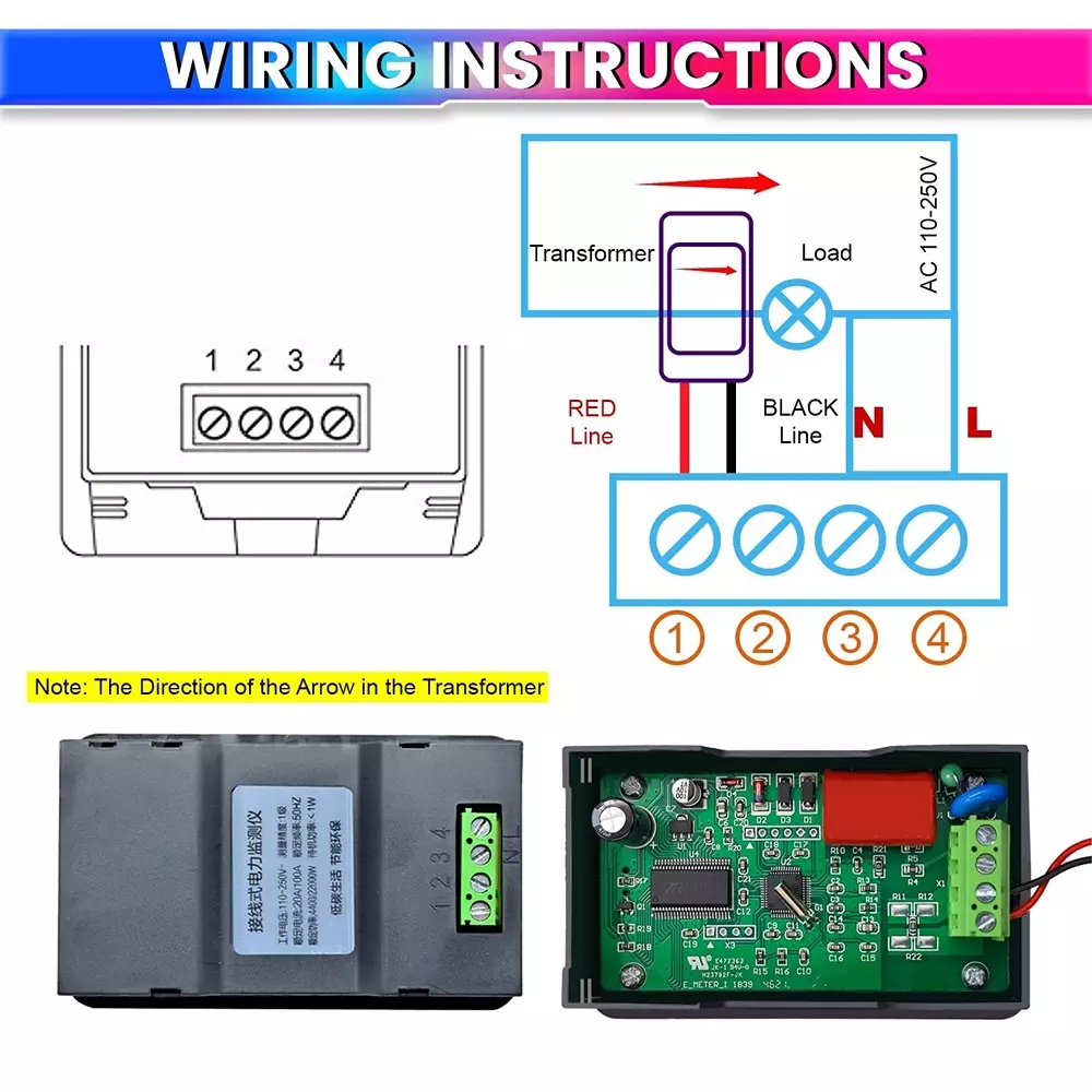 amiciSense 6-in-1 Energy Meter 100 A 20 Kw Energy Digital