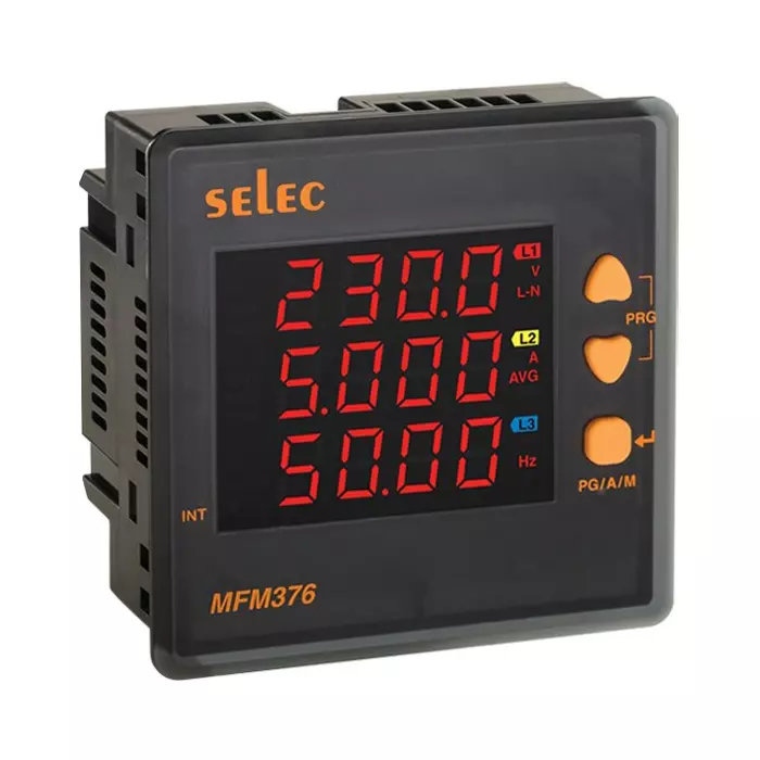 Selec LED End Multifunction Meter with RS485 Communication, 40 to 300 V AC / DC, MFM376-C-D-CE-CL05-Plus