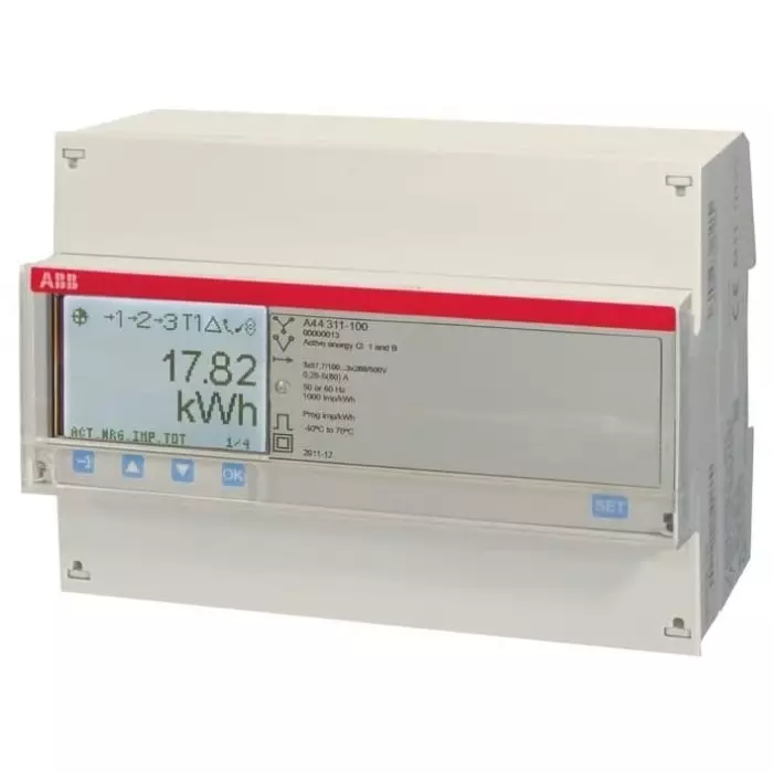 ABB 3 Phase LCD Energy Meter, Type Transformer Connected, 2CMA170536R1000