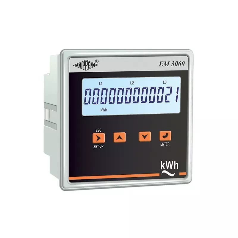 Nippen Digital Energy Meter with LCD Display, 3 Phase - 3 Wire and 96X96 mm Size, EM3060-3PH