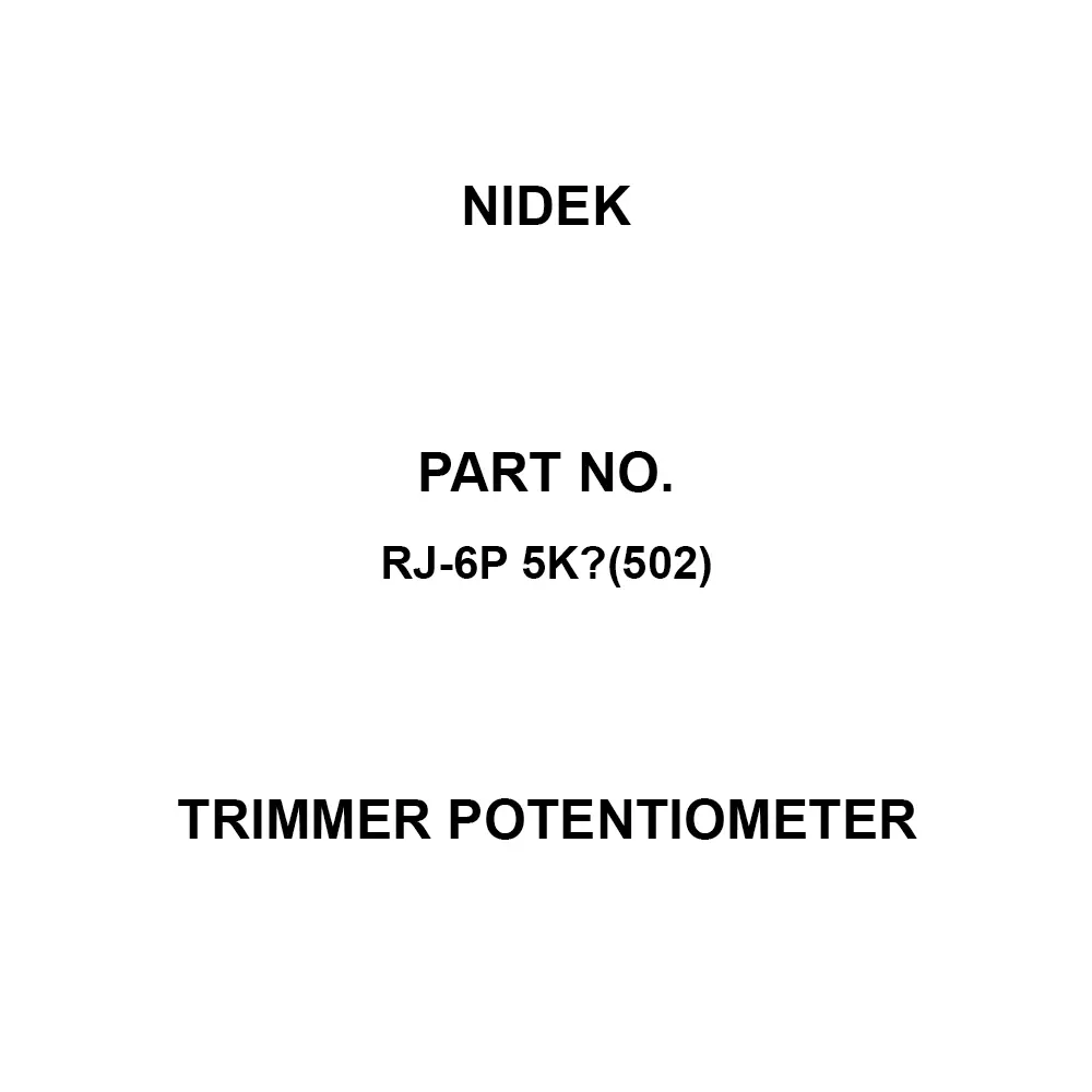Nidek Trimmer Potentiometer up to 1000 mΩ (DC 500 V) Insulation Resistance, RJ-6P 5KΩ(502)