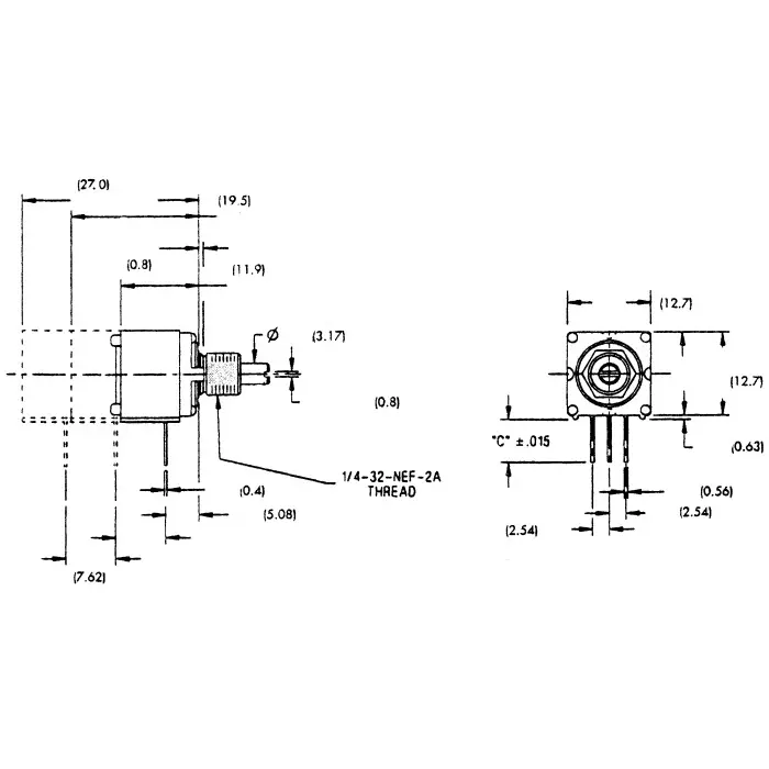 Vishay Panel Mount, Through Hole Rotary Potentiometer 1 W Power 100 Ω Resistance Pin Terminal, 14910F0GJSX10101KA