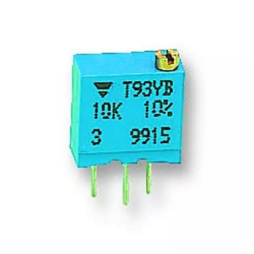 VISHAY TRIMMER, POT, 500K, 23TURN, THD, T93YB504KT20