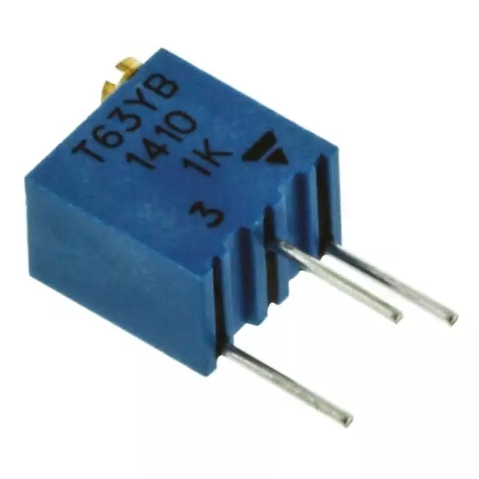 Vishay Through Hole Trimmer Potentiometer 250 mW Power 1 kΩ Resistance Pin Terminal, T63YB102KT20 (Pack of 50 Pcs)