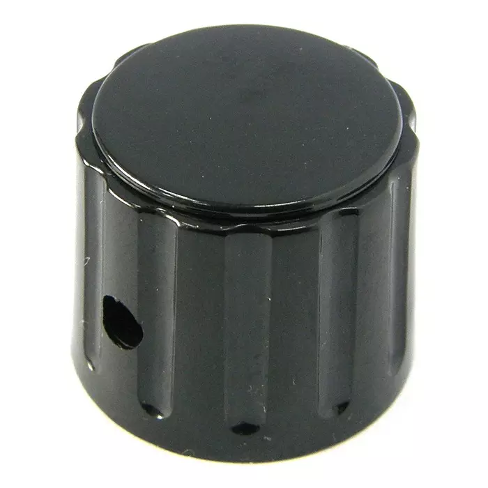 RS PRO Potentiometer Knob Plastic 21 mm Knob Dia Black 18 mm 6.4 mm Circular, 100054