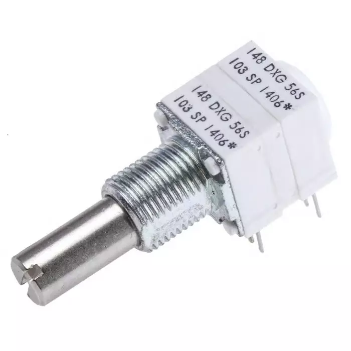 Vishay Panel Mount, Through Hole Rotary Potentiometer 500 mW Power 10 kΩ Pin Terminal, 14820F0GJSX13103KA