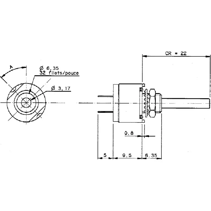 Vishay Panel Mount Rotary Potentiometer 750 mW Power 1 kΩ Resistance Solder Lug Terminal, PRV6SAABJYB25102KA