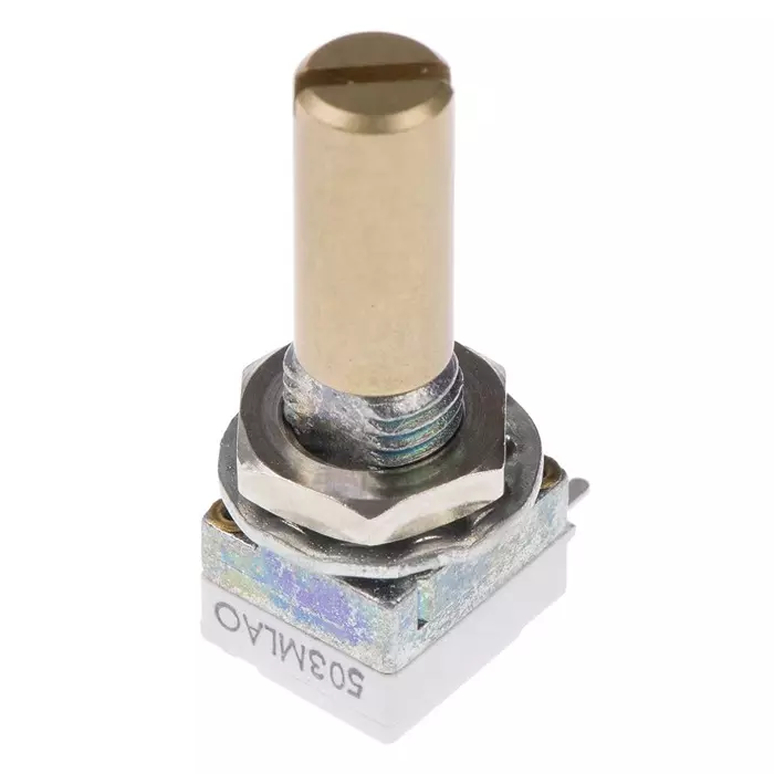 Vishay Panel Mount, Through Hole Rotary Potentiometer 50 mW Power 50 kΩ Pin Terminal, P9A1R100FISX1503ML (Pack of 25 Pcs)