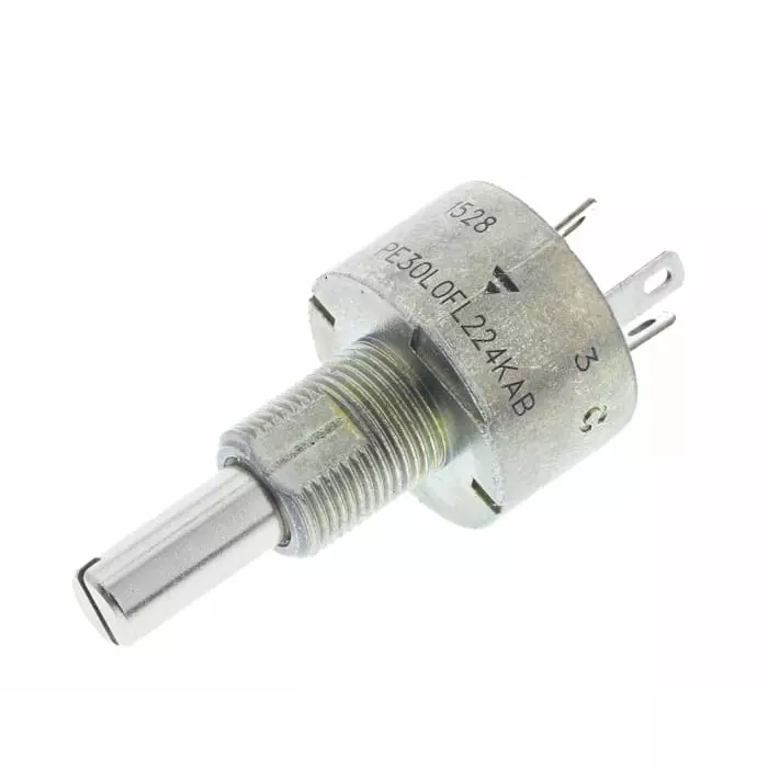Vishay Panel Mount Rotary Potentiometer 410 mW Power 220 kΩ Resistance Solder Lug Terminal, PE30L0FL224KAB