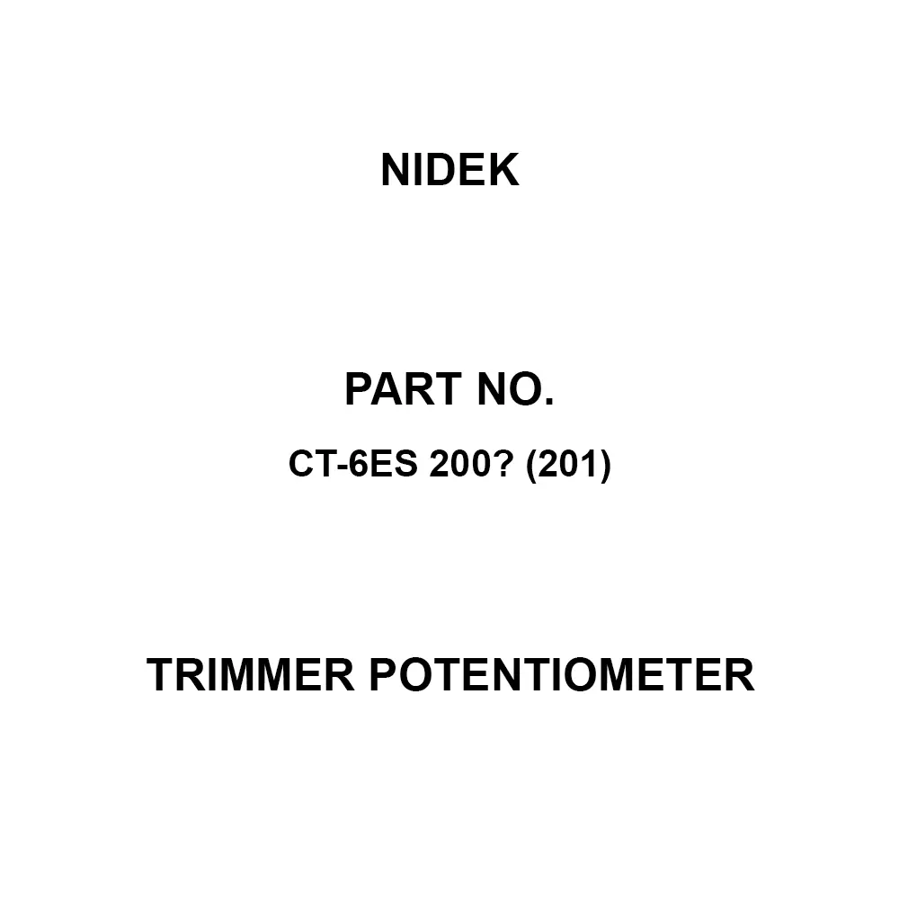 Nidek Trimmer Potentiometer up to 1000 mΩ (DC 500 V) Insulation Resistance, CT-6ES 200Ω (201)