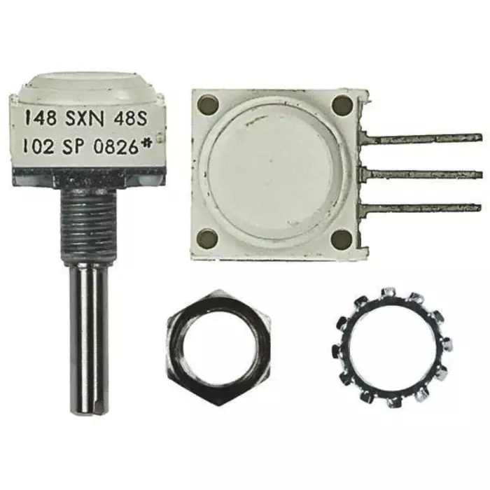 Vishay Panel Mount, Through Hole Rotary Potentiometer 500 mW Power 10 kΩ Pin Terminal, 14821F0GJSX13103KA (Pack of 60 Pcs)