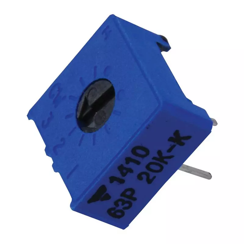 Vishay TRIMMER POTENTIOMETER, 20KOHM 1TURN THROUGH HOLE, 063P203