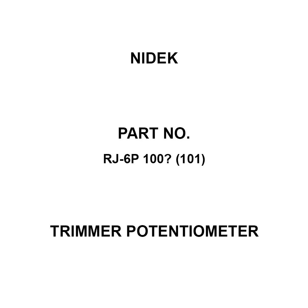 Nidek Trimmer Potentiometer up to 1000 mΩ (DC 500 V) Insulation Resistance, RJ-6P 100Ω (101)
