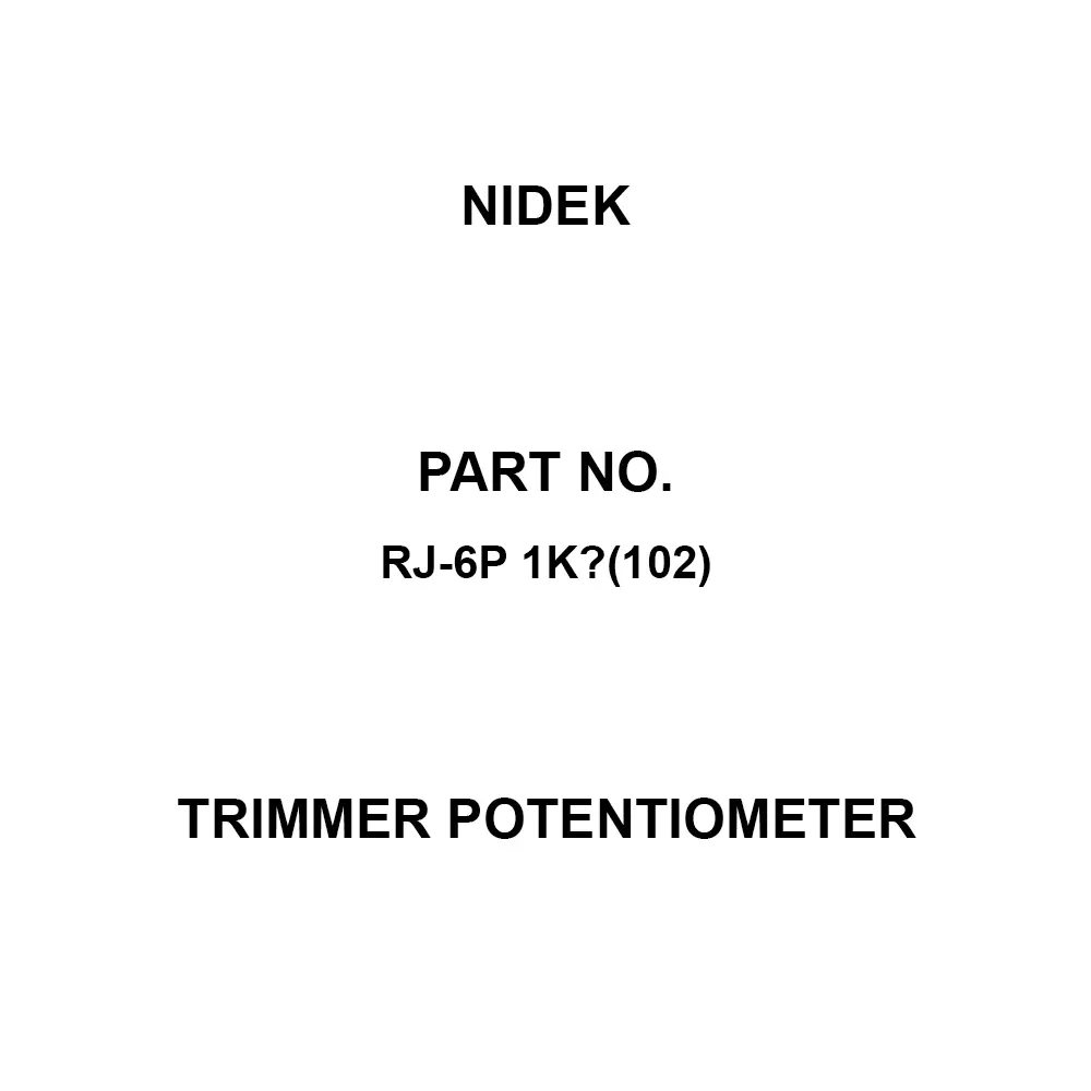 Nidek Trimmer Potentiometer up to 1000 mΩ (DC 500 V) Insulation Resistance, RJ-6P 1KΩ(102)