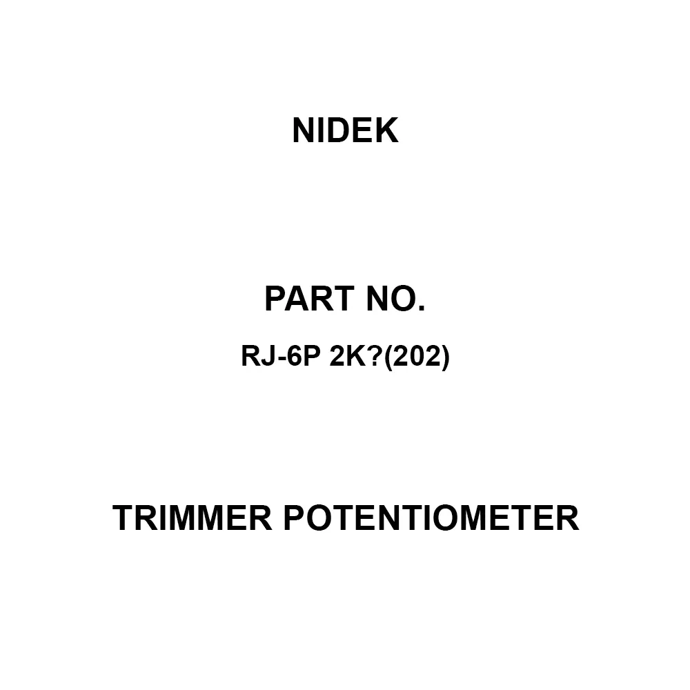 Nidek Trimmer Potentiometer up to 1000 mΩ (DC 500 V) Insulation Resistance, RJ-6P 2KΩ(202)