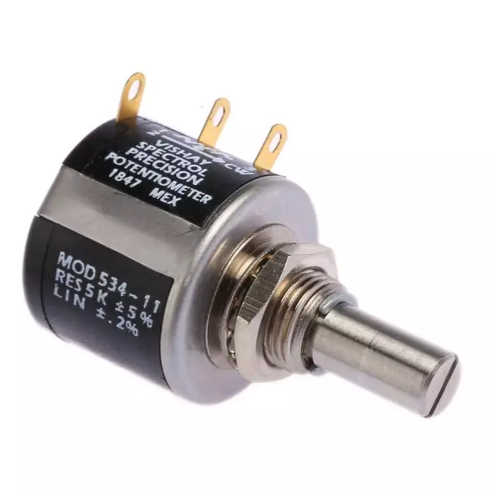 Vishay Panel Mount Rotary Potentiometer 2 W Power 5 kΩ Resistance Solder Lug Terminal, 534B1502JL (Pack of 10 Pcs)