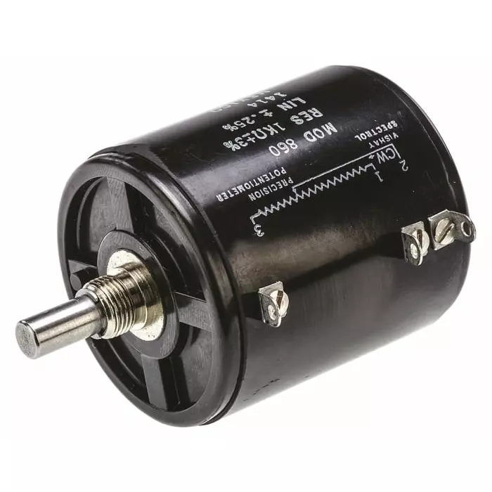 Vishay Panel Mount Rotary Potentiometer 8 W Power 1 kΩ Resistance Solder Lug Terminal, 860B1102 (Pack of 10 Pcs)