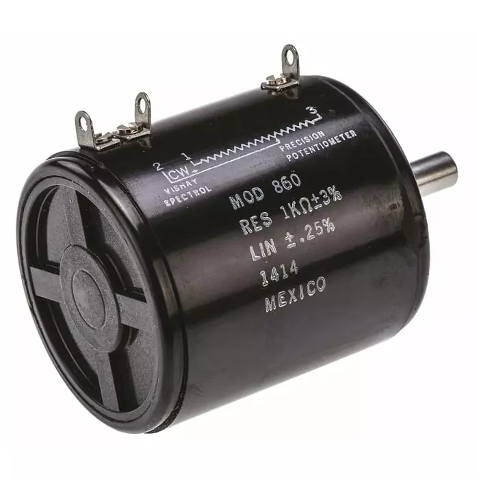 Vishay Panel Mount Rotary Potentiometer 8 W Power 1 kΩ Resistance Solder Lug Terminal, 860B1102 (Pack of 10 Pcs)