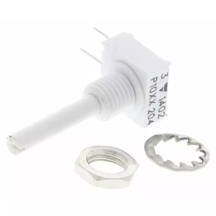 Vishay Panel Mount Rotary Potentiometer 280 mW Power 200 kΩ Resistance Pin Terminal, P10XXAI204KB30