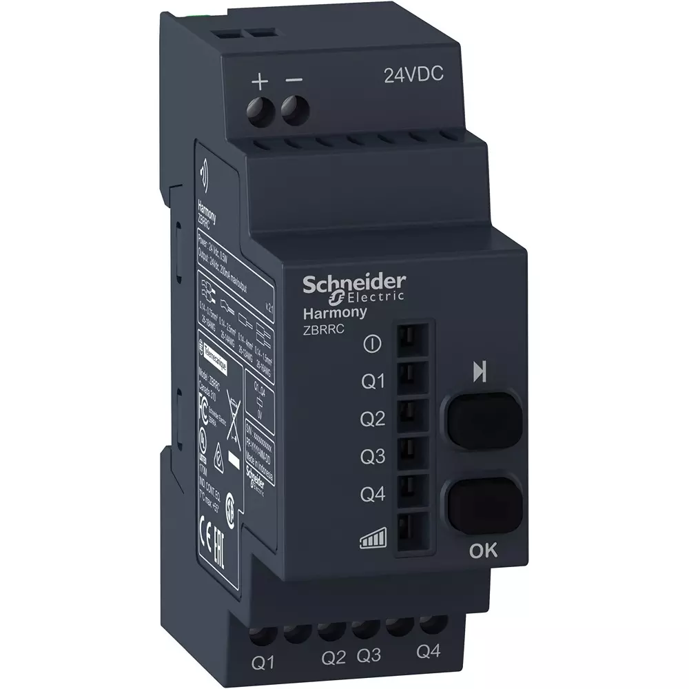 Schneider Electric Wireless Switch Receiver DC 24 V Voltage Blocking: 4.8 W Capacity, ZBRRC