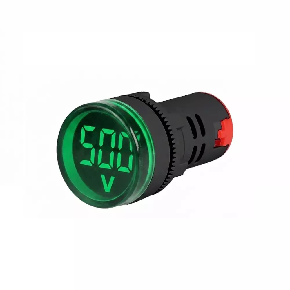 TNI 22.5 mm Cut Out Diameter Volt Meter Green Color 20-500 V AC Rated Voltage and IP20 Protection Rating, LV22-A230-G