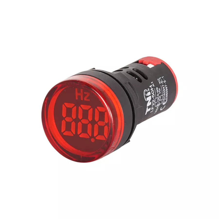 TNI 22.5 mm Cut Out Diameter Frequency Meter Red Color 50 Hz Rating and IP20 Protection Rating, LF22-50H-R