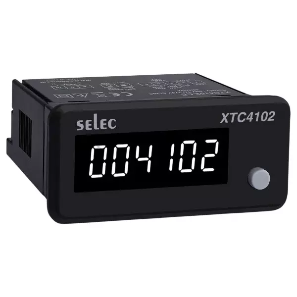 SELEC Time + Count Totaliser with 6 Digit White LED Display and 999999 Counts Range, XTC4102-2-CE