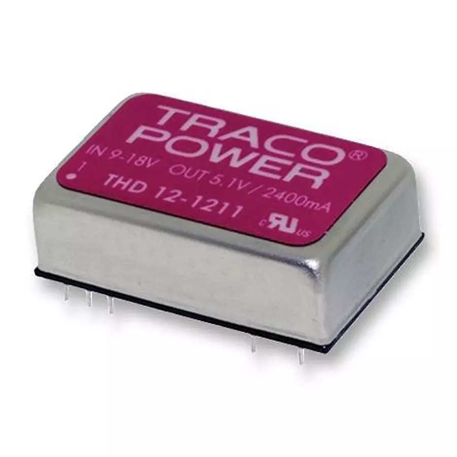 TRACO POWER Dc-Dc Converter, 5.1 V, 2.4A, Dip, THD 12-2411