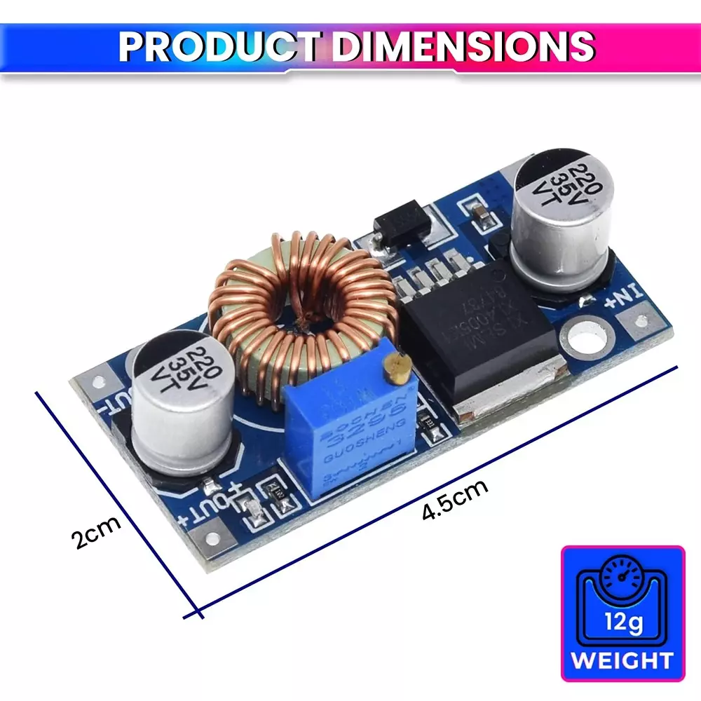AmiciSolar DC-DC Buck Convertor 5-32 VDC Input Voltage 1.25-32 VDC Output Voltage with Reverse Current Protection