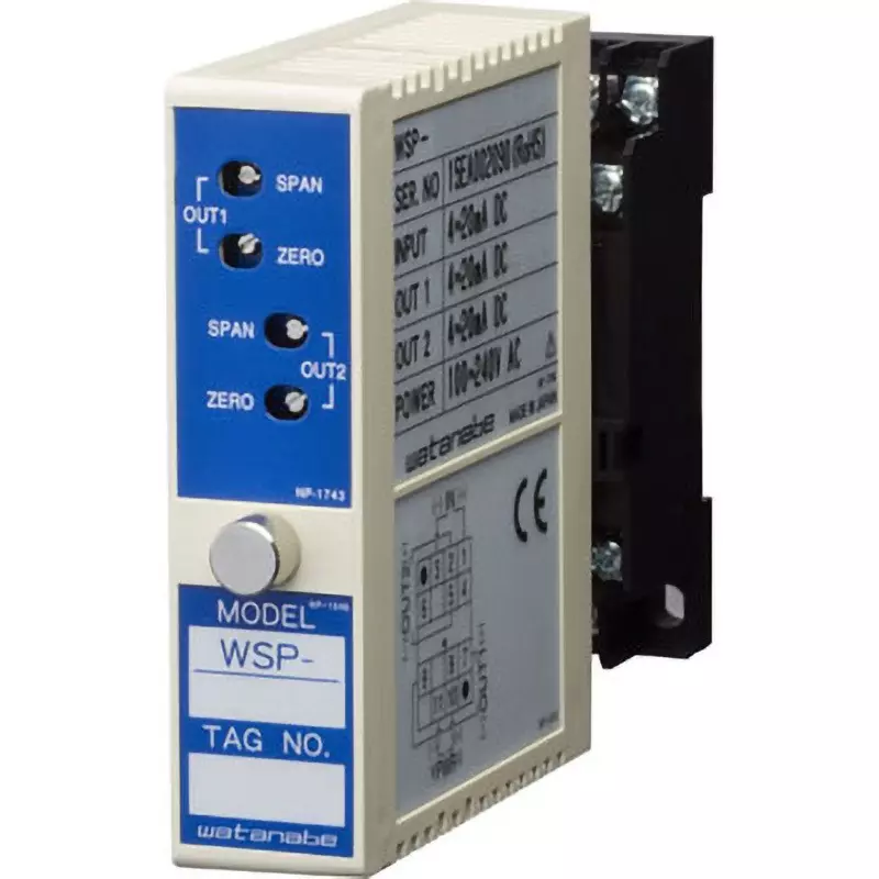Watanabe Electric RTD Temperature Converter DC 1 to 5 mA 1st Output Signal, WSP-RTW-P11BN-8T