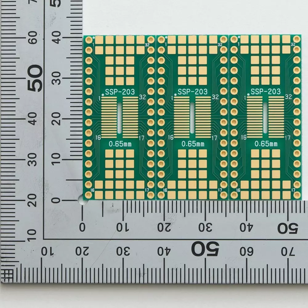 sunhayato-sop-pitch-conversion-board-05-065-mm-cell-spacing-through-hole-gold-flash-plated-finish-type-ssp-203