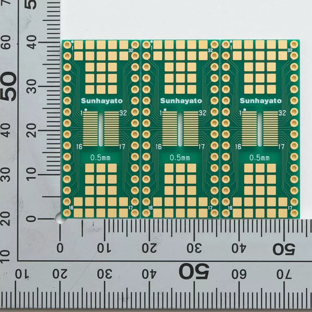 sunhayato-sop-pitch-conversion-board-05-065-mm-cell-spacing-through-hole-gold-flash-plated-finish-type-ssp-203