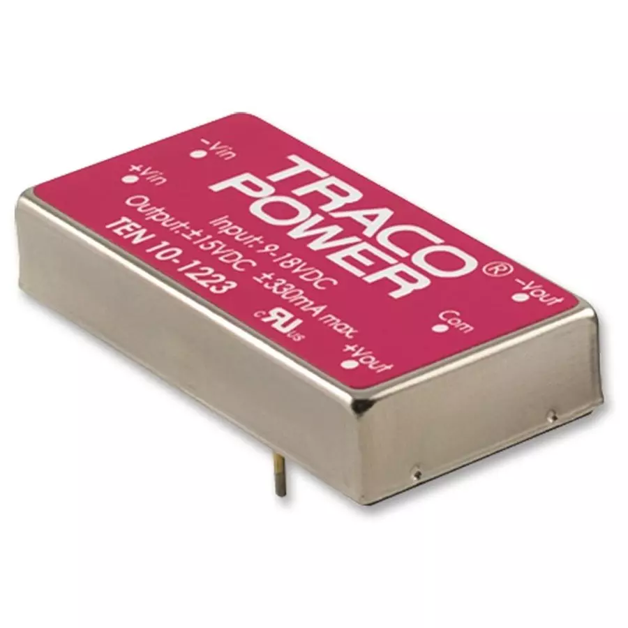 TRACO POWER Dc-Dc Con V, Iso Pol, 2 O/P, 0.33A, 15V, TEN 10-1223