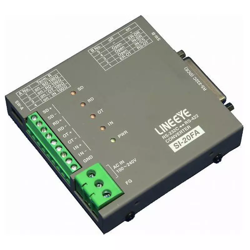 LINE EYE Interface Converter 3 W Maximum Power Consumption Up to 1 Mbps Communication Speed 2000 VAC for 1, SI-20FA