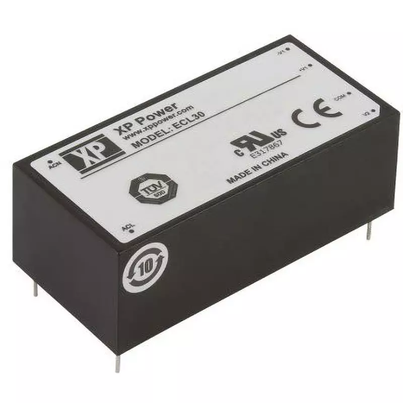 XP POWER AC / DC Converter 30 W Rated Power 0.8 rms Input Current 47 to 63 Input Frequency, ECL30UT03-E