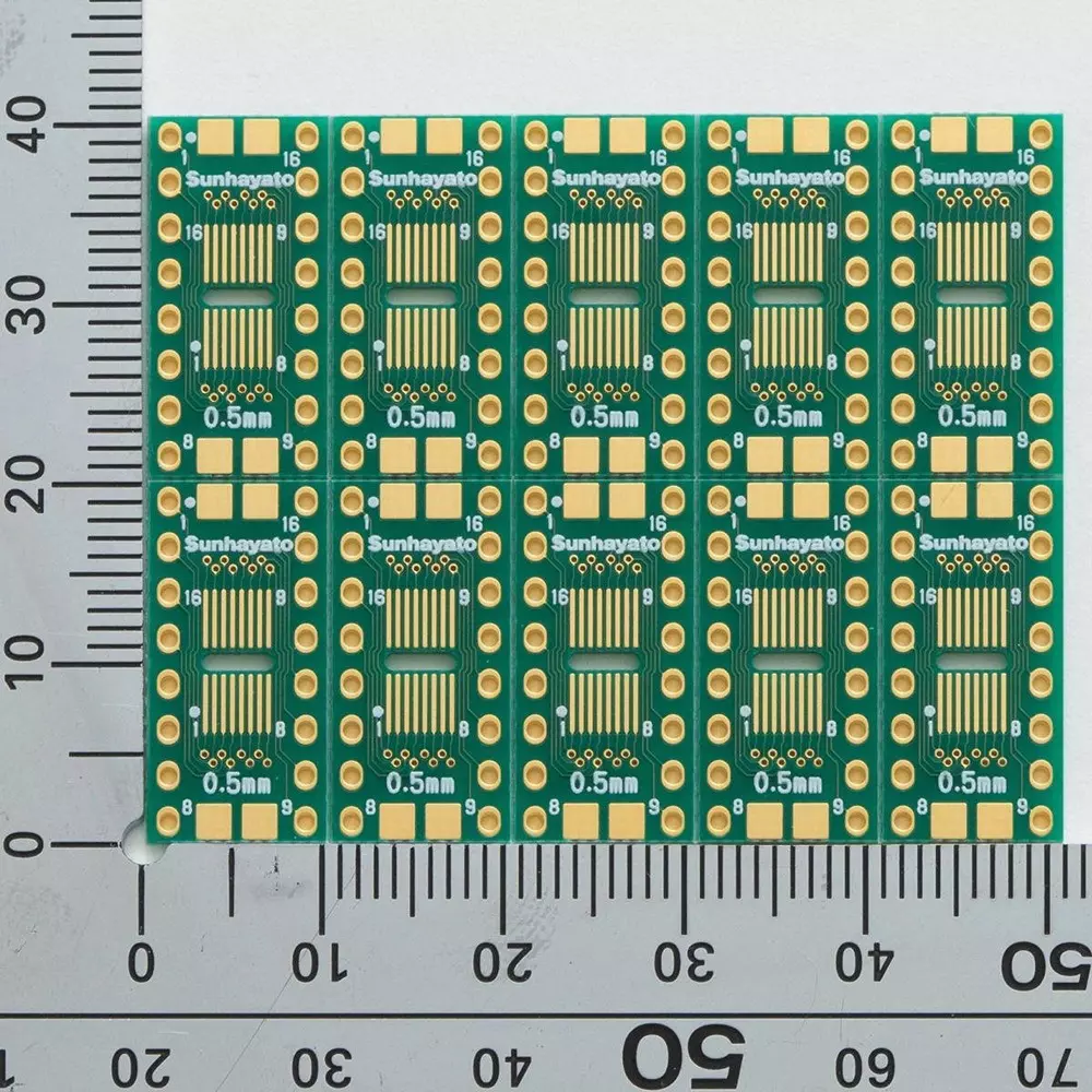 sunhayato-sop-pitch-conversion-board-05-065-mm-cell-spacing-through-hole-gold-flash-plated-finish-type-ssp-202