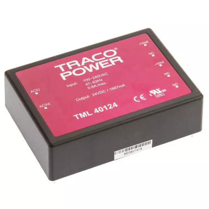 TRACO POWER AC/DC Converter 40.0 VA Rated/Max Power Output DC 24 Rated Output Voltage 1.667 A Rated Output, TML 40124